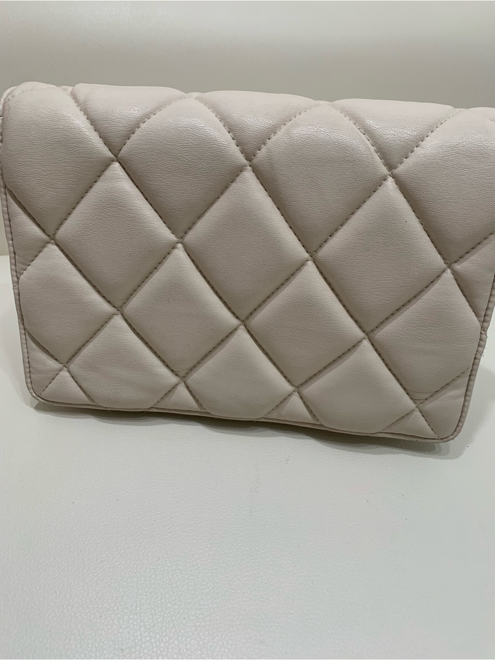 H&M Quilted Leather Crossbody Bag in Light Beige